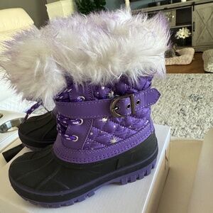 Dream Pairs Girls Purple Snow Boots Faux Fur Winter Boots Size 12